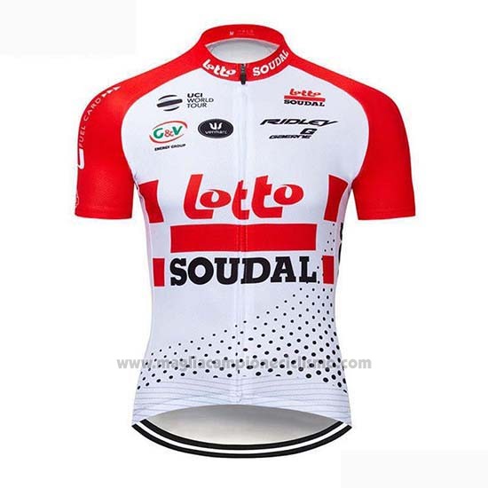 2019 Abbigliamento Ciclismo Lotto Soudal Rosso Bianco Manica Corta e Salopette